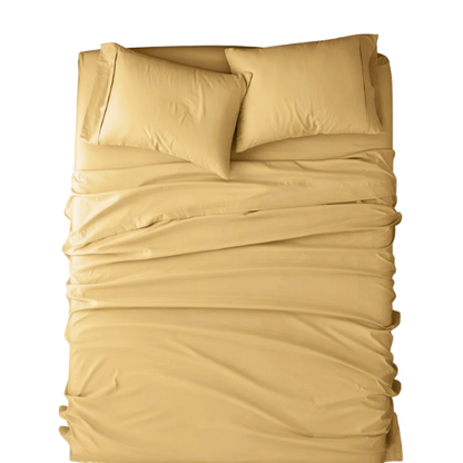 Yellow Deep Pocket Microfiber Sheet Set – 4-Piece Soft, Wrinkle-Free Bedding with Pillowcases