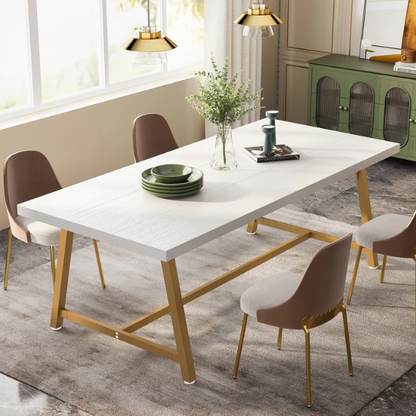 70.87-Inch Rectangular Dining Table for 8 – Sturdy Wood Kitchen Table with Industrial Metal Frame, Versatile Use for Dining, Office, or Events