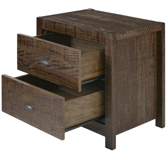 Heavy-Duty Solid Wood Twin Bedroom Set: 3-Piece Collection Featuring Sturdy Bed Frame and Two Bedside Tables