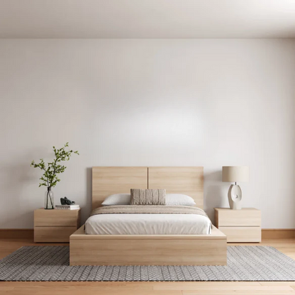 Modern 4-Piece Queen Bedroom Set with Platform Bed, Headboard, and 2 Drawer Nightstands