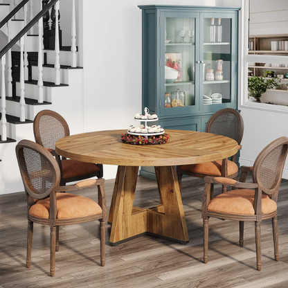 47-Inch Round Dining Table for 4 – Modern Wood Kitchen Table with MDF Legs, Perfect for Dining Room, Kitchen, or Living Room