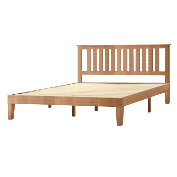 Durable Solid Wood Slat Bed – Full/Double Size with Timeless Design and Sturdy Construction