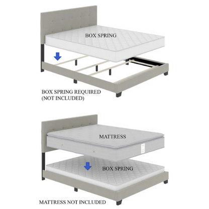 Queen Size Upholstered Low Profile Bed with Glamorous Button Tufted Foundation – Elegant and Timeless Design