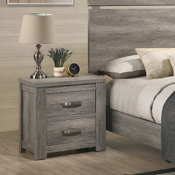 Charming Weathered Grey 3-Piece Queen Bedroom Set in Solid Wood – Elegant and Durable