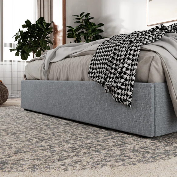 Luxurious Linen Upholstered Hydraulic Lift-Up Storage Platform Bed – Full/Double Size with Sleek Design & Maximized Space