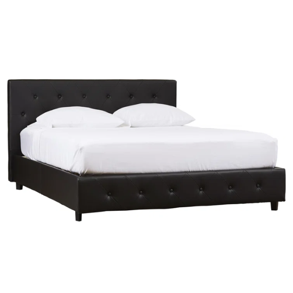 Luxurious Faux Leather Platform Bed – Full Double Size with Sleek Modern Design