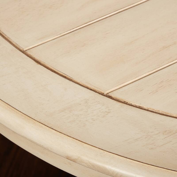 Country-Style 3-Piece Dining Set – Round Beadboard Table with X-Base and Geometric Back Chairs