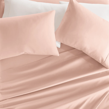 Light Pink Deep Pocket Microfiber Sheet Set – 4-Piece Soft, Wrinkle-Free Bedding with Pillowcases
