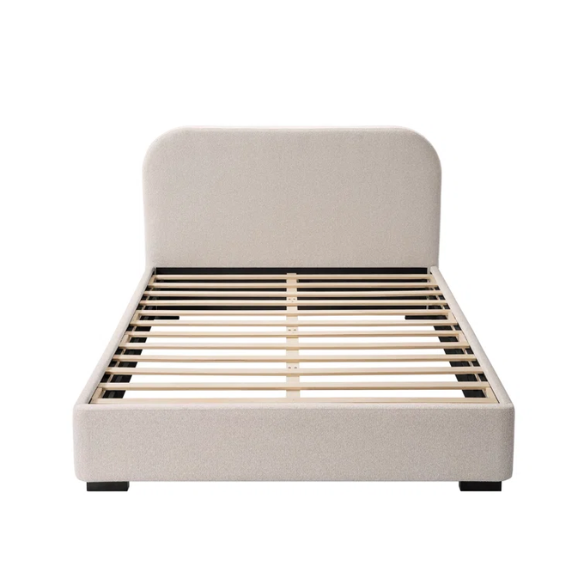 Bouclé Platform Bed with Arched Headboard – Modern Design, Easy Assembly, and Superior Comfort for King Size