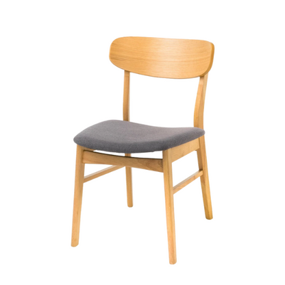 Mid-Century Modern 5-Piece Dining Set – Smooth Wood Finish with Cushioned Fabric Chairs for Comfort & Style