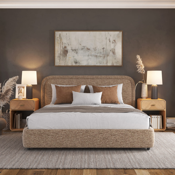 Premium Upholstered Aurora Lift-Up Storage Bed with Elegant Boucle Performance Fabric, Plush Foam-Padded Headboard, and Spacious Under-Bed Storage for a Clutter-Free Bedroom