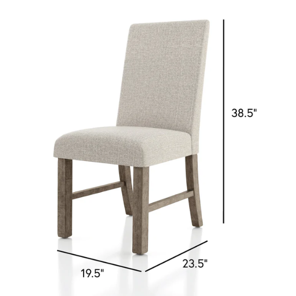 Modern Farmhouse Grey Upholstered Side Dining Chairs (Set of 2) – Neutral Fabric Seating with Wood Frame