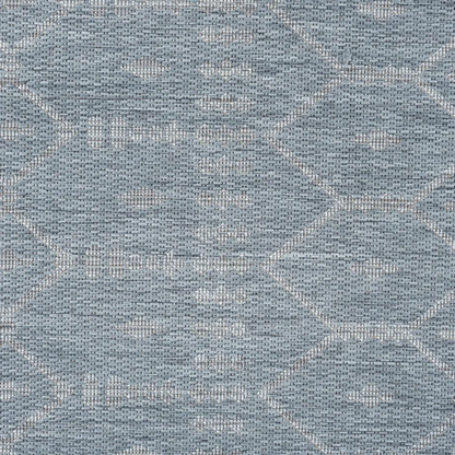 Boho-Inspired Greyish Blue & Ivory Geometric Rug – Fade & Stain-Resistant, Low-Pile, Perfect for High-Traffic Indoor/Outdoor Spaces