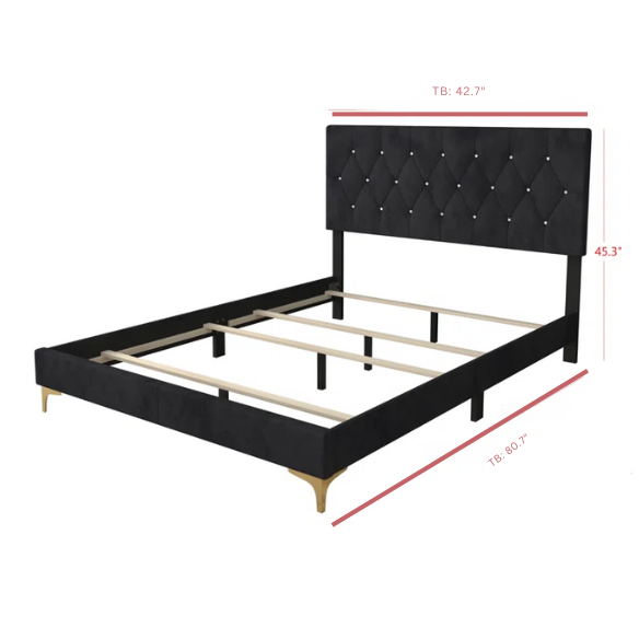 Opulent Black Luxury: Exquisite Twin Bedroom 3-Piece Set for Sophisticated Living