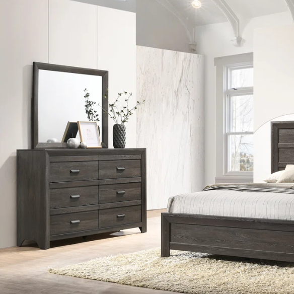 Panel Bedroom Set Special 5-Piece Queen Set – Timeless Elegance with Rich Brown Finish, Decorative Details, and Ample Storage