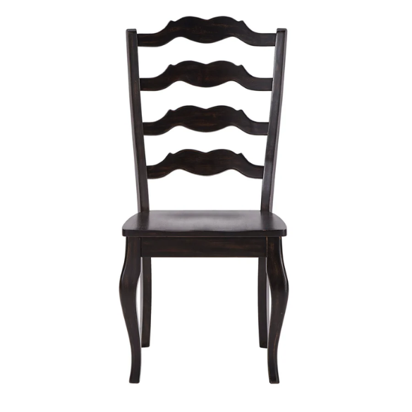 Rustic Ladder Back Solid Wood Dining Chairs (Set of 2) – Farmhouse Style Kitchen or Dining Room Seating