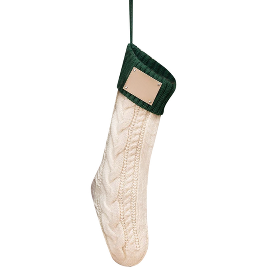Knitted Christmas Stocking with Ribbed Cuff – Classic Design