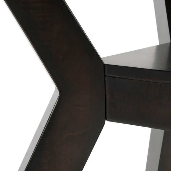 Round Wood Dining Table – French Bistro-Inspired Design, Sleek Dark Brown Frame