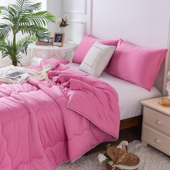 Ultra-Soft Comforter Set – Jersey Knit, Breathable, and Fluffy with Lightweight Down Alternative & Matching Pillowcase