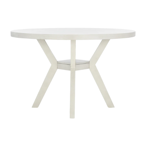 Round Wood Dining Table – French Bistro-Inspired Design, Sleek Dark Brown Frame