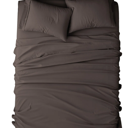 Brown Deep Pocket Microfiber Sheet Set – 4-Piece Soft, Wrinkle-Free Bedding with Pillowcases