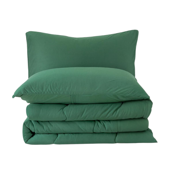 Ultra-Soft Comforter Set, Jersey Knit Milk Cup Breathable Fluffy Light Weight Bedding Down Alternative & Pillowcase