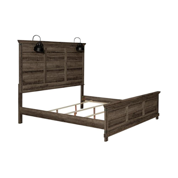Urban Rustic Brown Wooden Full Double Size Bedroom Set – Stylish Design with Sturdy and Warm, Contemporary Charm