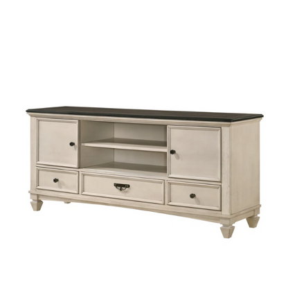 Elegant Cream & Brown 6-Piece Queen Panel Bedroom Set – Solid Wood Bed, Dresser, Mirror, 2 Nightstands, and Chest with Ample Storage