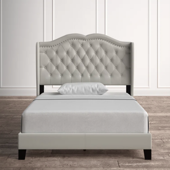 Elegant Upholstered Standard Bed – Full/Double Size with Soft Polyester Fabric and Timeless Design