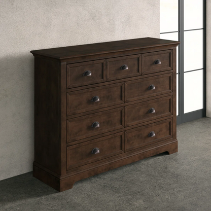 Traditional 9-Drawer Double Dresser with Beveled Edges, Picture Frame-Style Drawers