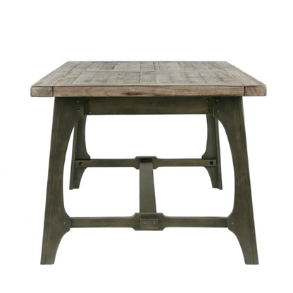 Oliver Grey Extension Dining Table – Rectangular Self-Storing Butterfly Leaf, Seats 6, Weathered Grey Finish with Antique Bronze Accents