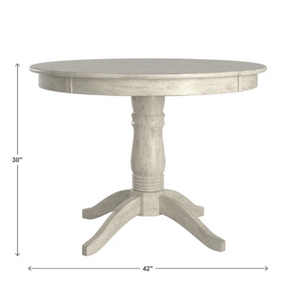 Round Pedestal Base Dining Table – Vintage Farmhouse Style with Distressed Finishes, Compact Design for Small Spaces, Timeless Classic Elegance