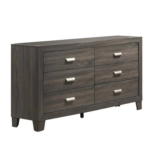 Rustic Farmhouse Queen Bedroom Set in Dark Grey - 3 Piece Standard Set