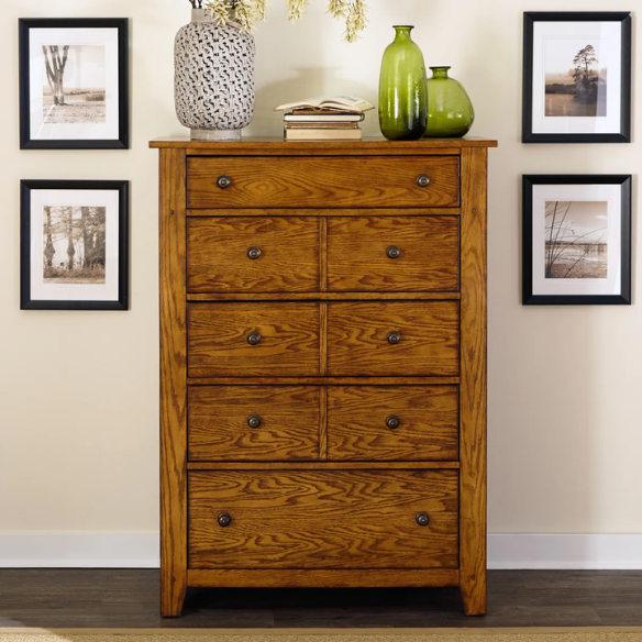 Rustic American Elegance:   Sleigh Bed, Dresser & Mirror, Chest – Crafted with Rubberwood Solids & Oak Veneers, Featuring Antique Brass Hardware, Dovetail Construction, and Ample Storage for a Timeless, Durable Bedroom Collection