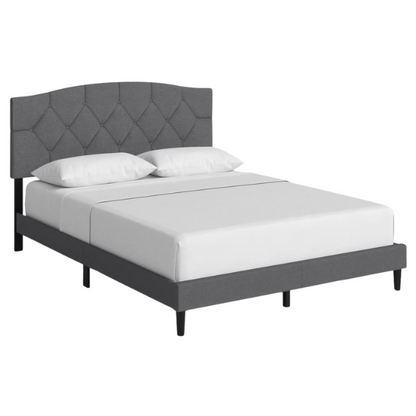 Modern Button-Tufted Queen Size Upholstered Platform Bed with Sleek Design