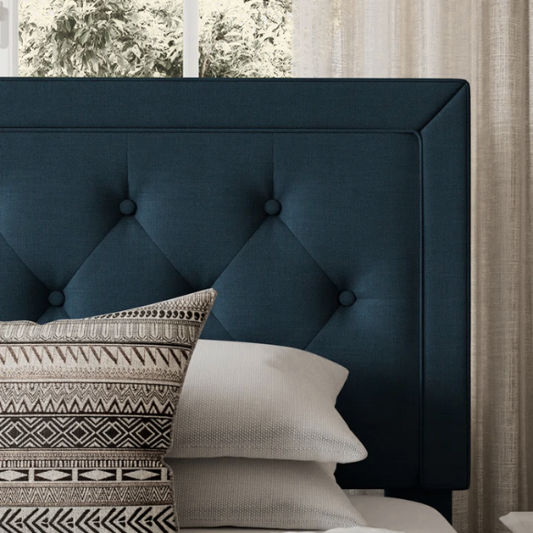 Tufted Upholstered Platform Bed – Full/Double Size with Linen Fabric, Elegant Design for Comfortable Bedrooms