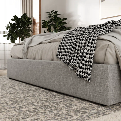 Modern King Size Upholstered Platform Bed with Hydraulic Lift Storage – Sleek Grooved Headboard, Space-Saving Design, and No Box Spring Needed