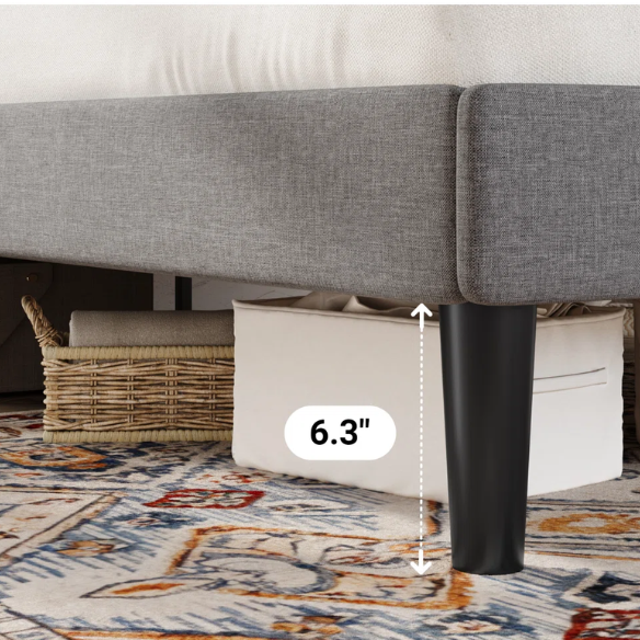 Luxurious King Size Upholstered Wingback Platform Bed with Button-Tufted Linen Fabric – Sturdy Wood Frame, High-Density Foam, and Ample Under-Bed Storage for a Stylish, Safe, and Comfortable Bedroom