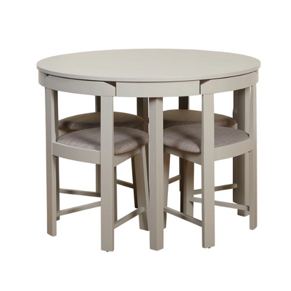 5-Piece Compact Round Dining Set – Space-Saving Design with Vegan Leather or Fabric Seats