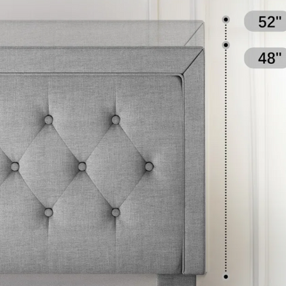 Tufted Upholstered Platform Bed – Full/Double Size with Linen Fabric, Elegant Design for Comfortable Bedrooms