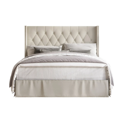 Luxurious Cream Upholstered Twin Bedroom Set: Standard 3-Piece Collection for Elegant Comfort