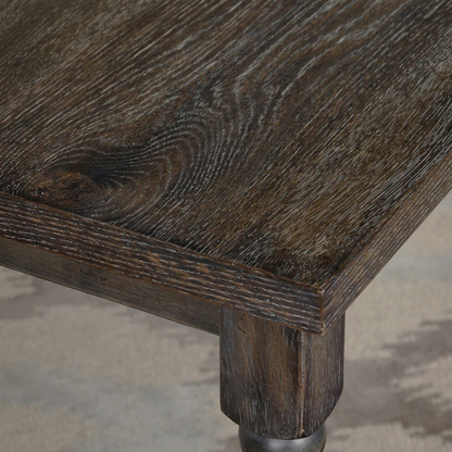 French Country Dining Table – Weathered Grey Finish, Solid Rubberwood & Veneered MDF, Turned Legs for Timeless Farmhouse Charm
