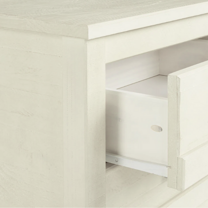 3-Drawer Solid Wood Nightstand – Rustic Distressed Finish, Clean-Lined Plank Design, Metal Hardware for Easy Access, Perfect for Storing Bedside Essentials in Traditional Bedrooms