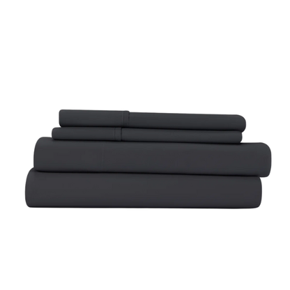Black Deep Pocket Microfiber Sheet Set – 4-Piece Soft, Wrinkle-Free Bedding with Pillowcases