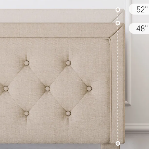 Tufted Upholstered Platform Bed – Full/Double Size with Linen Fabric, Elegant Design for Comfortable Bedrooms