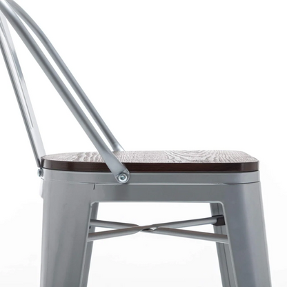 Set of 4 Farmhouse Counter Height Bar Stools – Rustic Industrial Style with Removable Backrest, Heavy-Duty Steel Frame, and Scratch-Resistant Finish