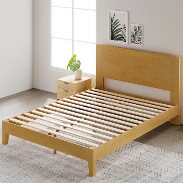 Premium Solid Wood Low Profile Platform Bed – Full/Double Size with Sleek, Modern Design and Lasting Durability