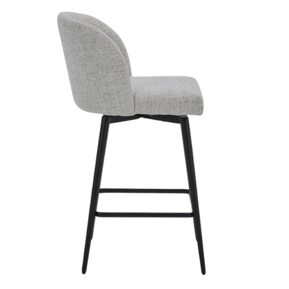 Set of 2 Counter Height Swivel Barstools – Mid-Century Modern Design, Padded Seat with High-Density Foam, 360° Swivel, Sturdy Iron Base, Footrest for Kitchen or Bar
