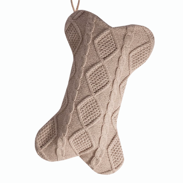 Taupe Knit Christmas Stocking – Cozy Holiday Decor, Gift Bag & Pet-Friendly Treat Holder