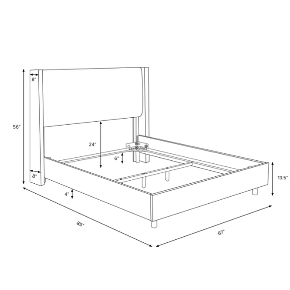 Cozy and Sleek Modern Queen Size Upholstered Wingback Bed